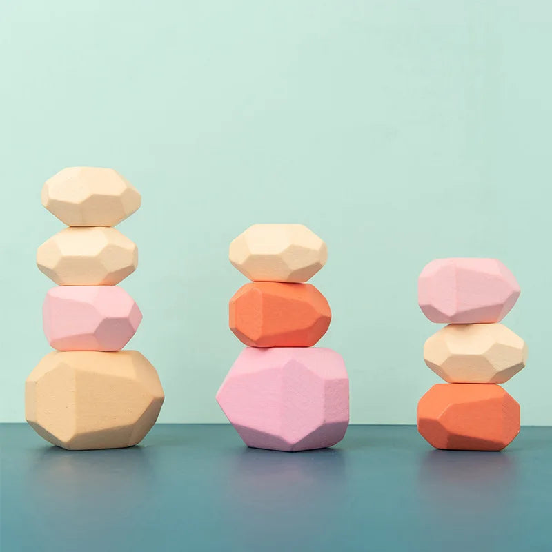 Wooden Sorting Stacking Rocks Stones
