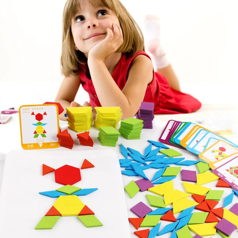 Wooden Creative Puzzle Board Set Colorful